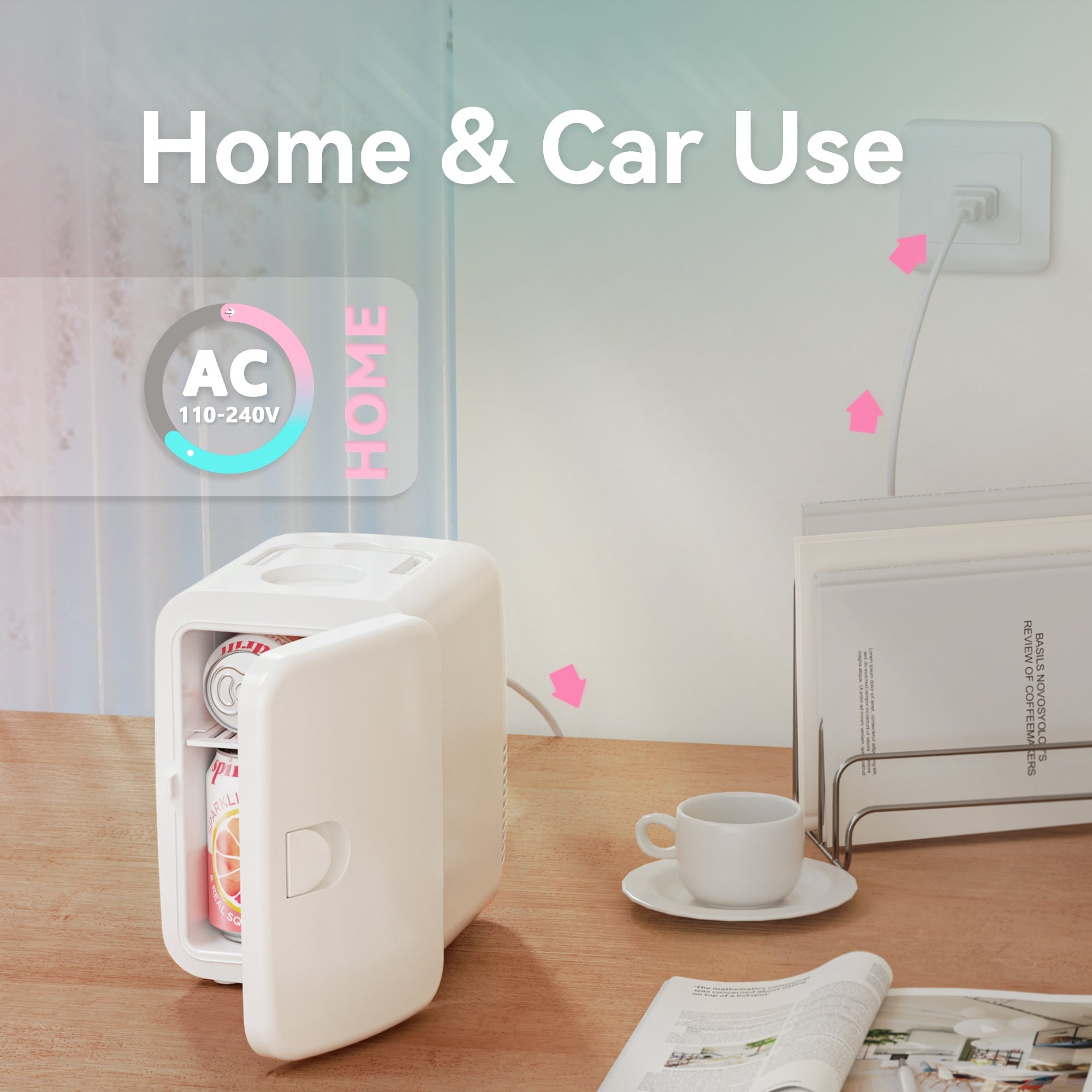 EUHOMY Mini Fridge, 4 AC/DC Small Refrigerator for Skincare, Portable Cooler and Warmer for Skin Care, Beverage, 4L Makeup Mini Fridge - Euhomy