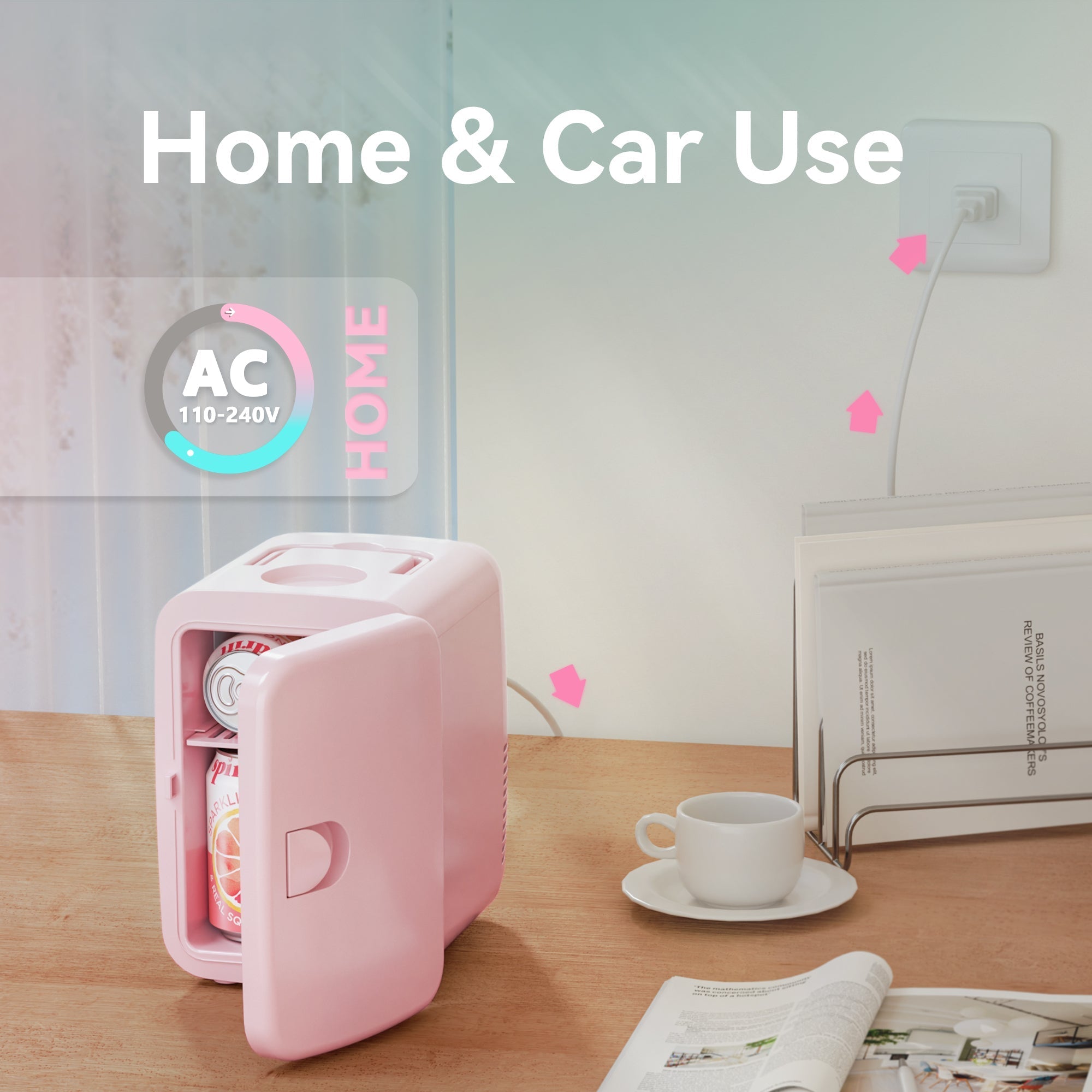 EUHOMY Mini Fridge, 4 AC/DC Small Refrigerator for Skincare, Portable Cooler and Warmer for Skin Care, Beverage, 4L Makeup Mini Fridge - Euhomy